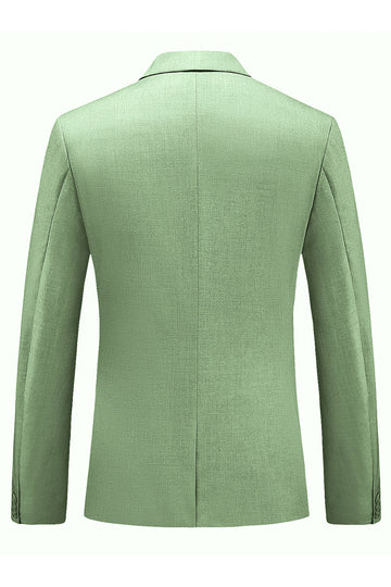 Ljusgrön Notched Kavajslag 3 stycken Mäns Formella Kostymer